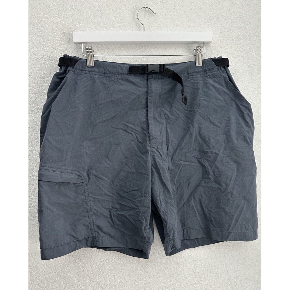 Vintage REI Nylon Hiking Cargo Shorts Men XL Gray Webbed Belt Gorpcore 8" Inseam
